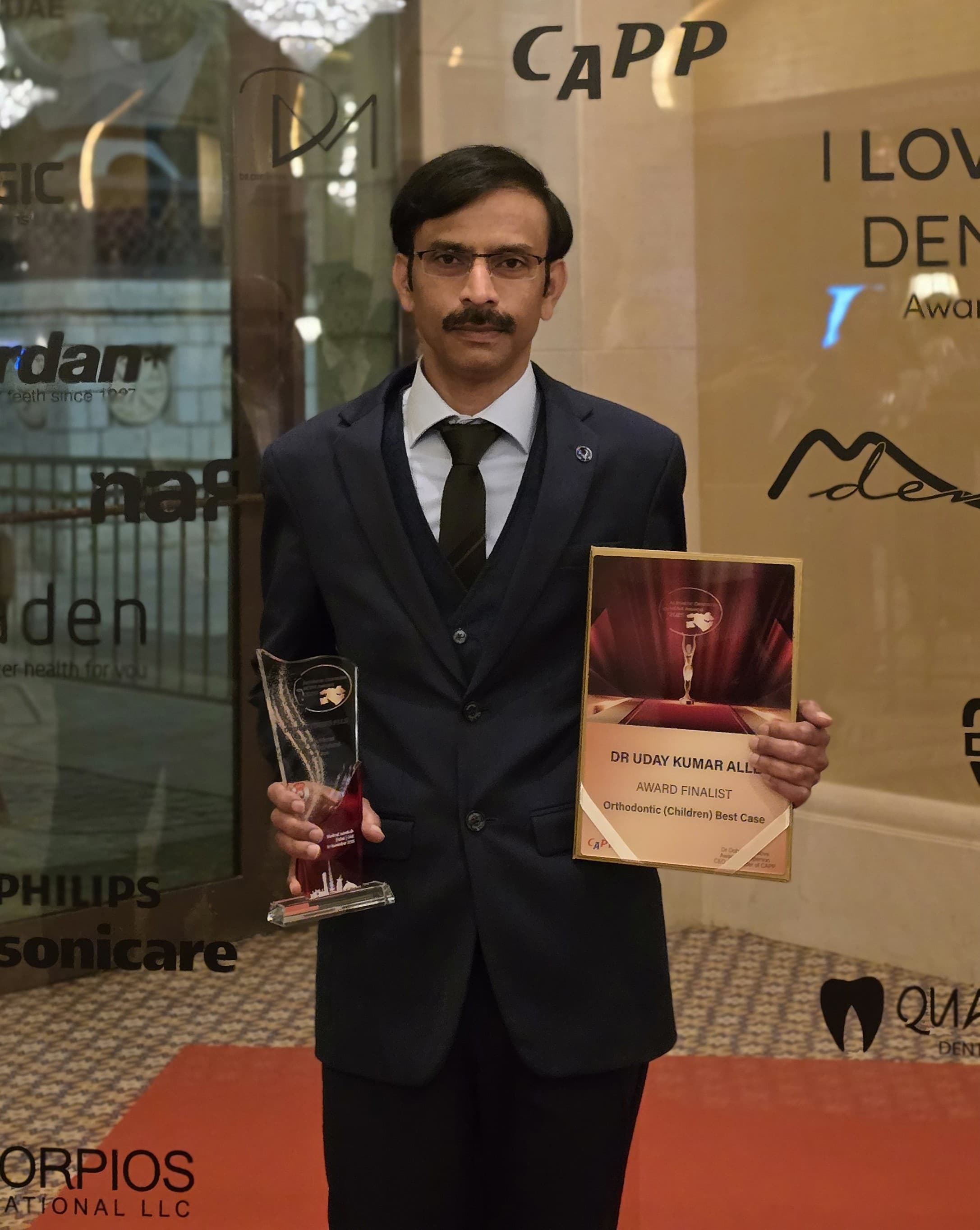 Honored to accept dual recognition at the Aesthetic Dentistry MENA Awards 2025: 1st Place Award Recipient (Orthodontic – Adults) and Finalist (Orthodontic – Children).